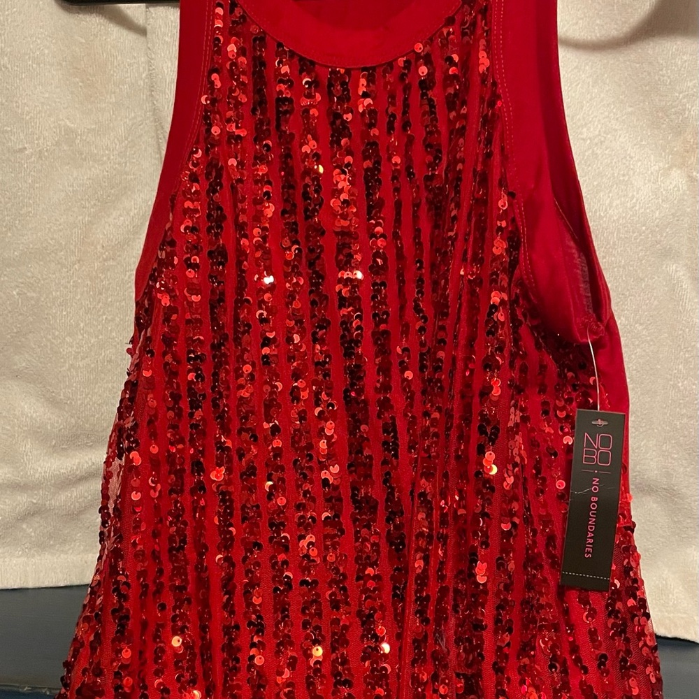 No Boundaries Vibrant Sparkly Red Tank Top